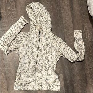 Script Print Zip-Up Hoodie